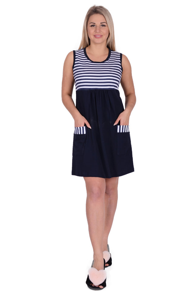 Фото товара 18246, темно-синяя туника в полоску